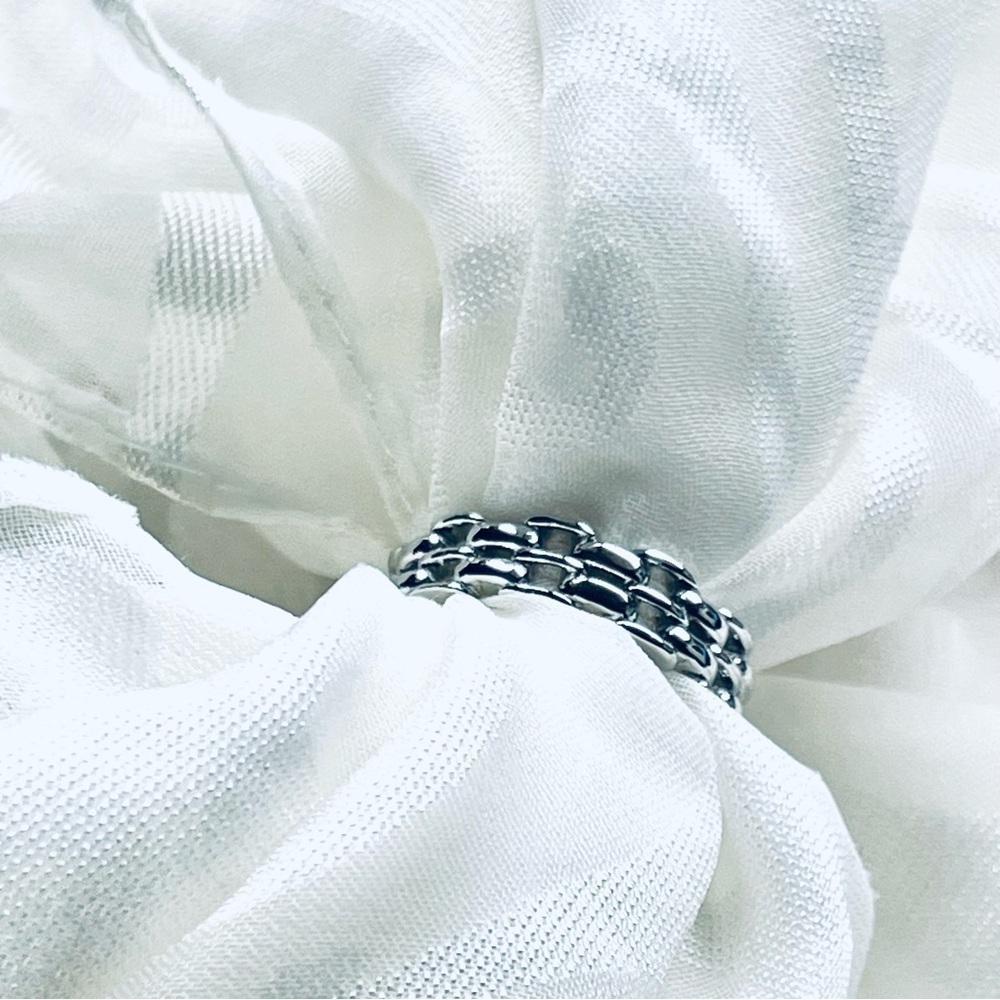 🆕 NWOT ✨ 925 Sterling Silver Vintage Chain Link Ring 💍 Size 7 - Picture 2 of 11